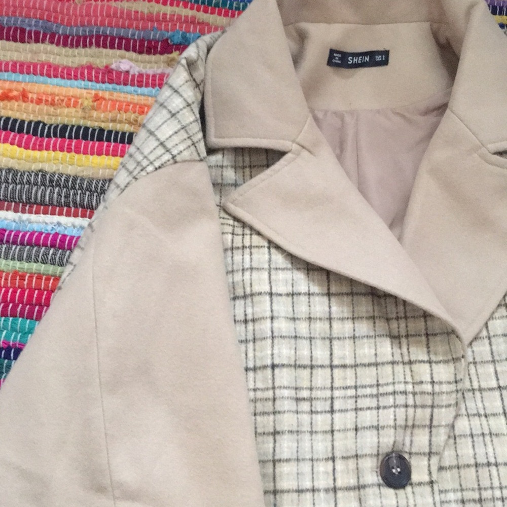 Plaid Patterned Trench Coat